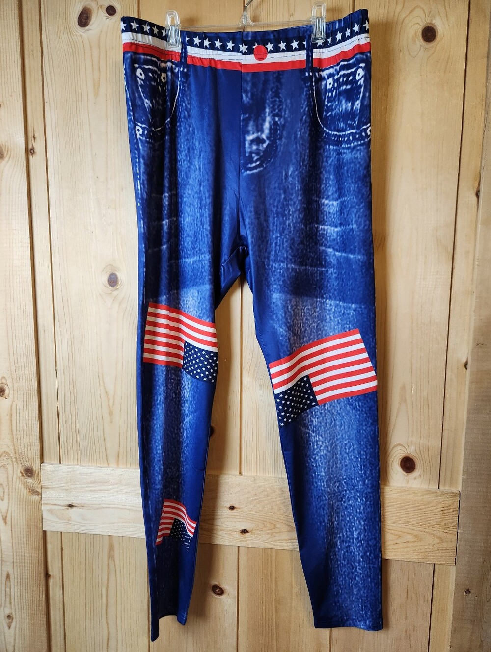Rosegal High Waist Patriotic Flag Print Denim Yoga American Leggings NWT